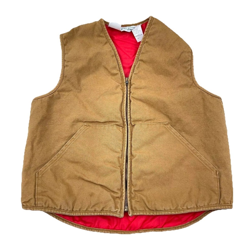 Vintage Zero Zone Jacket Men Large Brown Vest Sleeveless Duck Canvas Insulated
